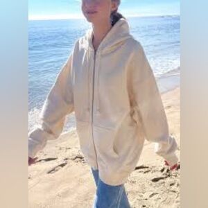 BRANDY MELVILLE tan Zip-Up Hoodie